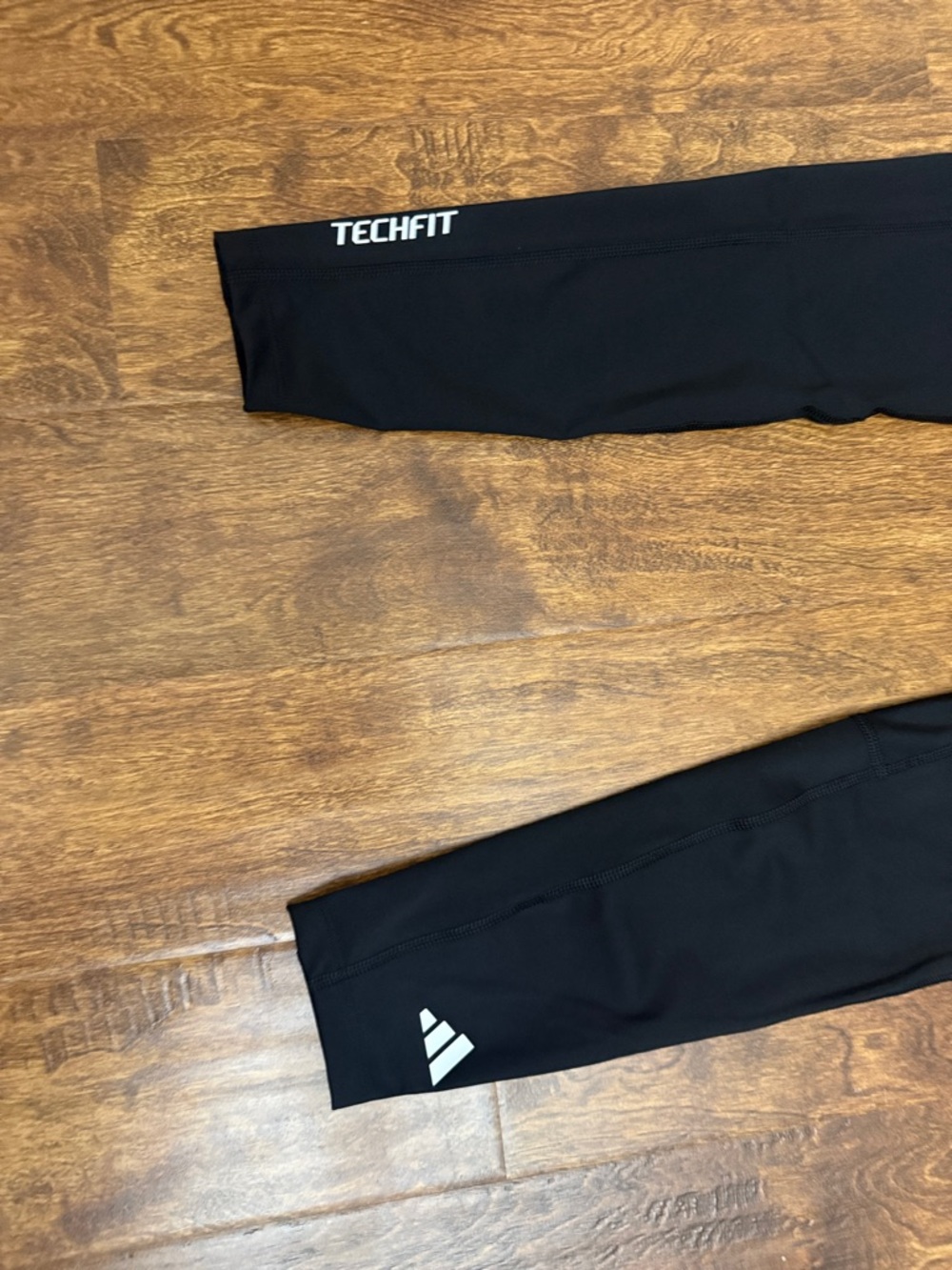 adidas Men’s Black Techfit Compression Leggings with White Logos Size L - Picture 4 of 9